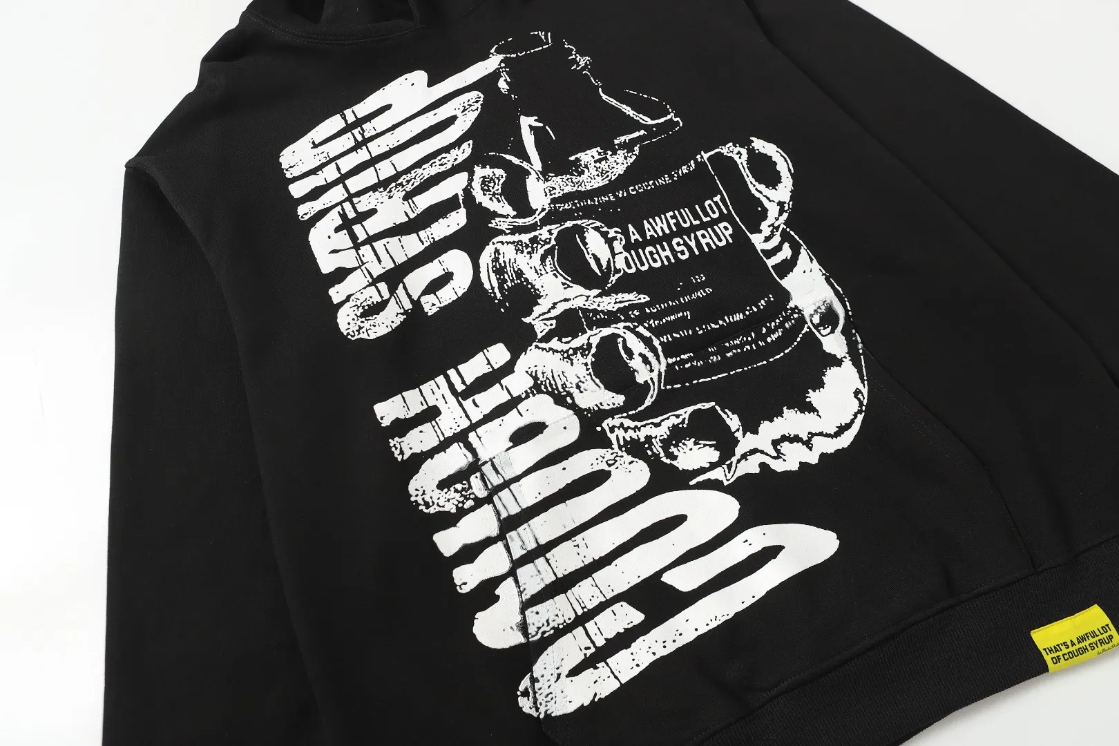 C # Black/Cream White/ ｜ THAT'S A AWFUL LOT OF COUGH SYRUP In Stock Same Style. （fabric): 100 Sizes（size）：S-M L X L （colour）： /Cream White/ 👉
